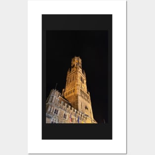 Illuminated Belfry of Bruges Posters and Art